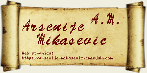 Arsenije Mikašević vizit kartica